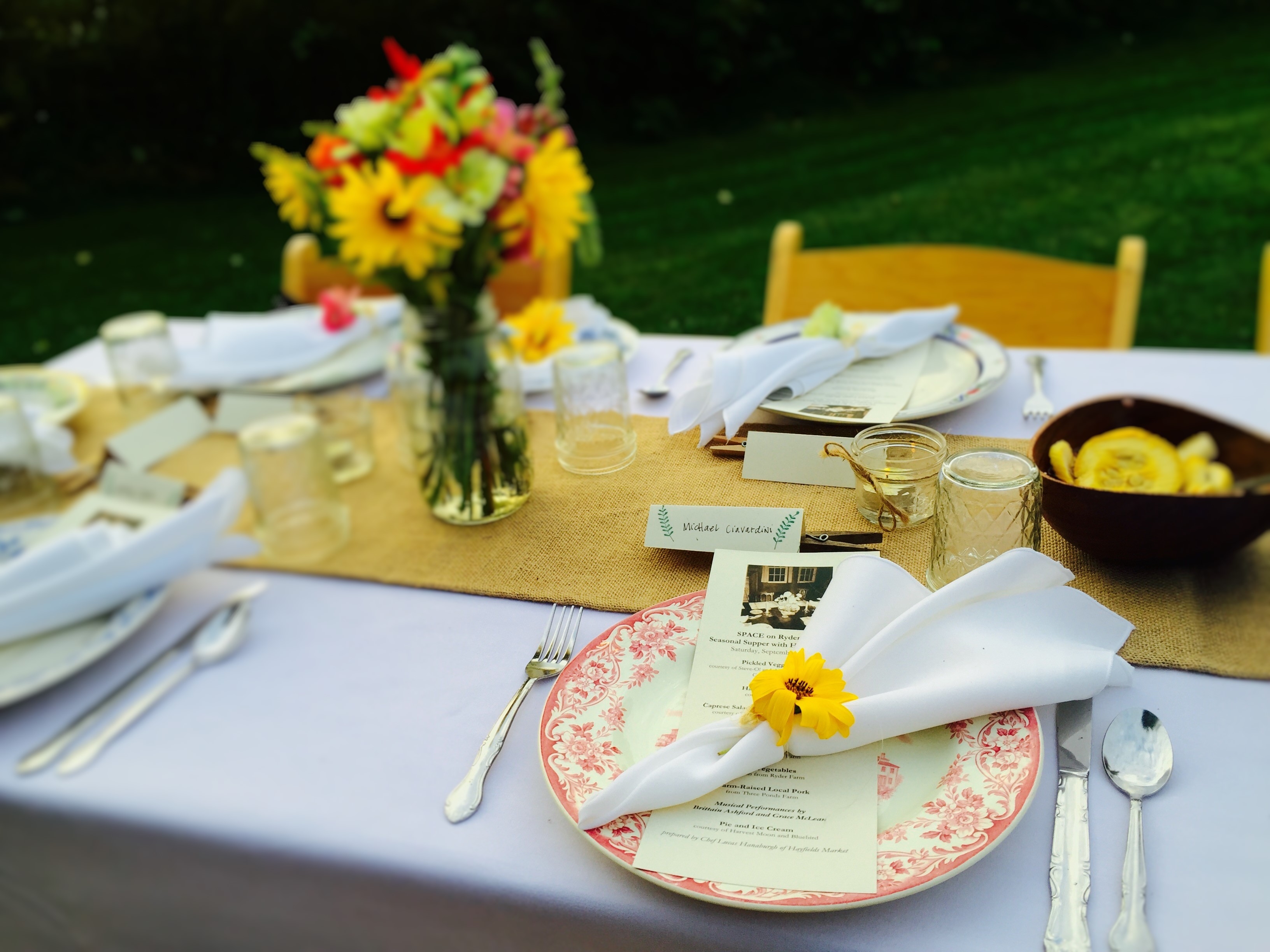 Place setting for a seasonal supper at Ryder Farm in Brewster, N.Y. Photo credit: M. Ciavardini