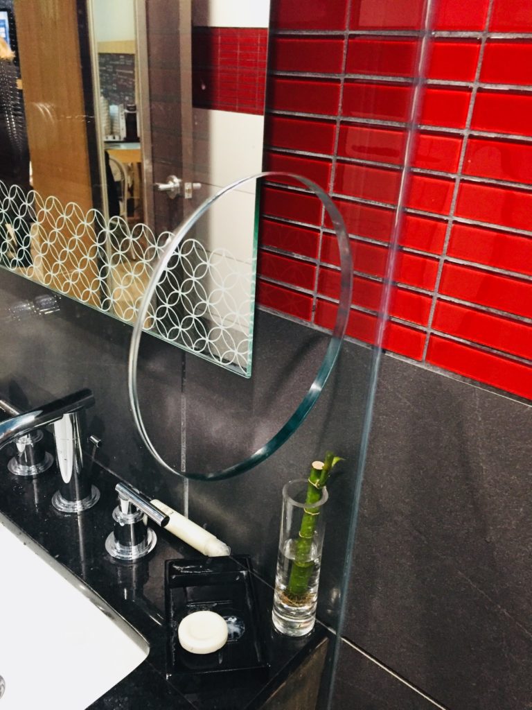 From the "They Thought of Everything" File: Guests at the Tryp Hotel gain easy access to soap bars thanks to a cutout in the shower. Photo credit: M. Ciavardini.