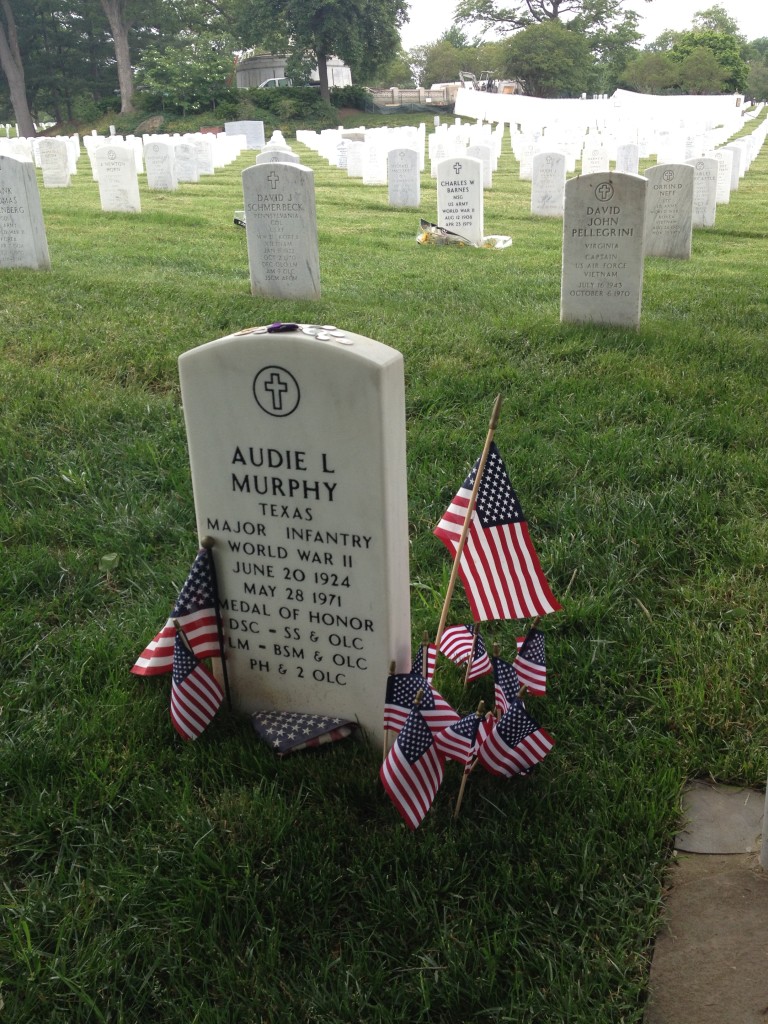 World War II hero Audie Murphy's grave marker is a humble one. Photo credit: L. Tripoli