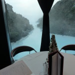 A table at Lava restaurant at the Blue Lagoon in Iceland overlooking the spa pools. Photo credit: M. Ciavardini.