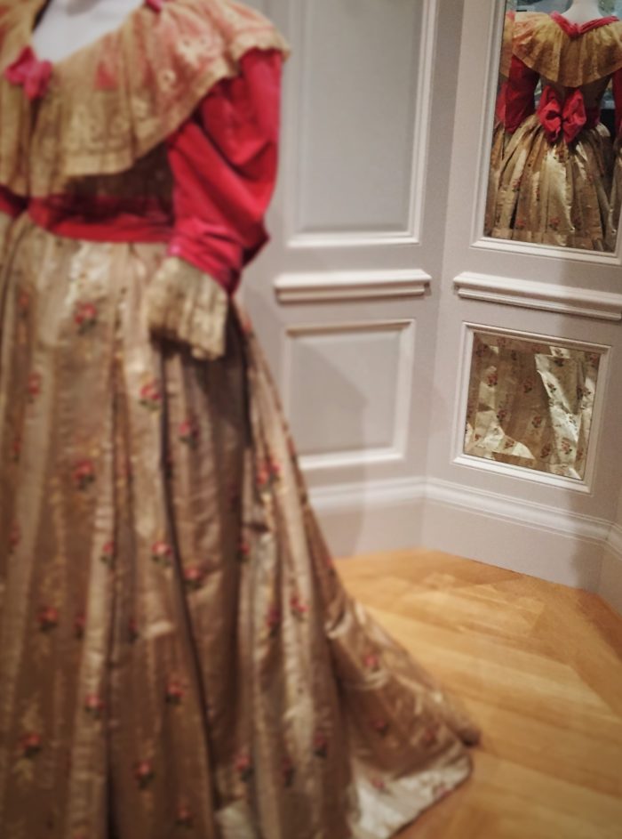 A Maison Worth evening dress circa 1892-1895 on display at the Museum of the City of New York. Photo credit: M. Ciavardini