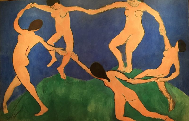 A portion of Henri Matisse's Dance at the Museum of Modern Art in New York City. The work was a study for the final version, which is at the Hermitage in St. Petersburg, Russia. Photo credit: M. Ciavardini.