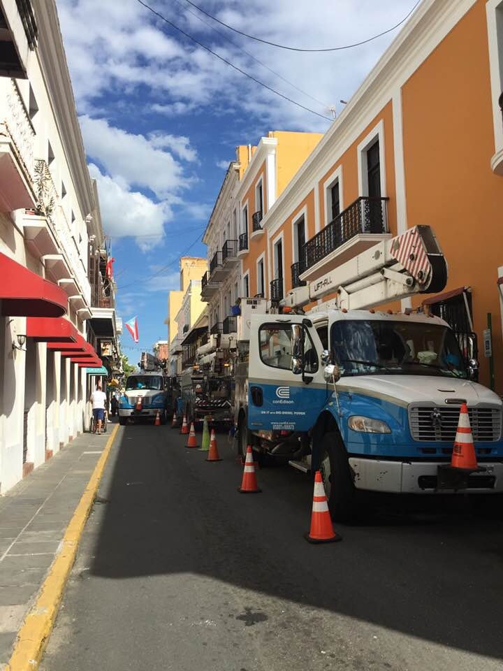ConEd trucks in Old San Juan, Puerto Rico. Photo credit: M. Ciavardini.