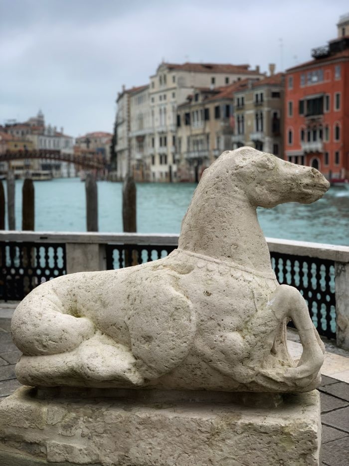 Visitors at Guggenheim Venice can step out onto the terrace to appreciate the views of the Grand Canal. Photo credit: M. Ciavardini.