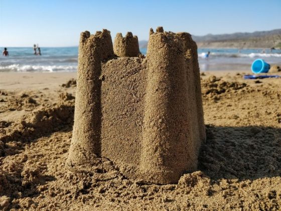 A sandcastle at a beac;h