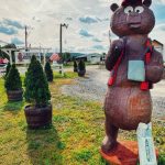 A bear statue outside Lumber Jack's Coffee and Snacks in Hoosick Falls, NY. Photo credit: M. Ciavardini.