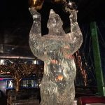 A translucent bear at the Russian Tea Room in New York City that is also an aquarium. Photo credit: M. Ciavardini.